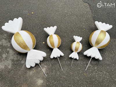 Mô hình kẹo mút tròn xoắn 2 đầu [Nhiều cỡ - Mút xốp] KEONGOT-03